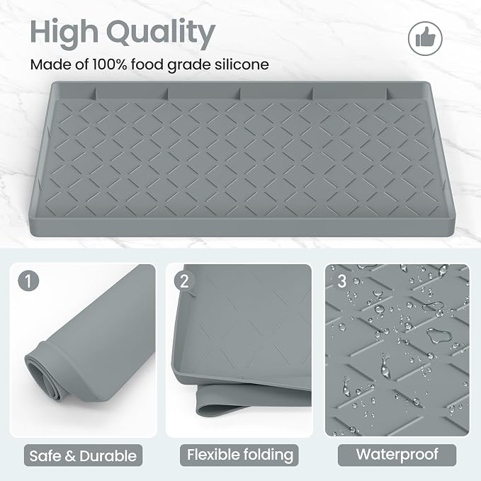 Mateeylife Under Sink Mat Kitchen Waterproof，Silicone Sink Tray 22"X34" | Under Sink Organizer Cabinet Shelf Protective Liner, Multi-use Silicone Mat for Boot Tray & Litter Mat, Bronze