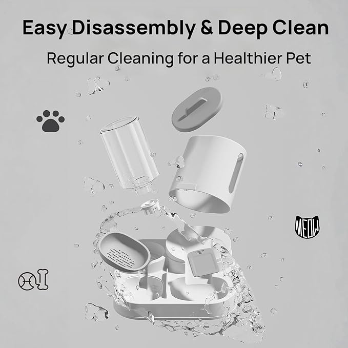 Automatic Cat Feeder and Water Dispenser Set, 2-in-1 Gravity Food Bowl Station for Small Medium Cats Dogs Puppy Kitten Rabbits, Auto Feeding Supplies