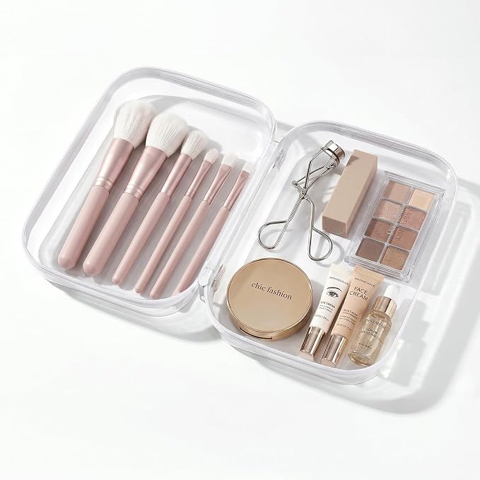 Clear Hard Shell Organizer Cases, 2 Pack | Durable PET shell with water-resistant, scratch-resistant surface for travel, toiletries, electronics and daily essentials