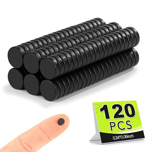BEST CHOICE MAGNETS Small Magnets, 120Pack Black Refrigerator Magnets 6x2mm | Rare Earth Magnets Black Neodymium Magnets for Crafts, Whiteboard, Kitchen Cabinet