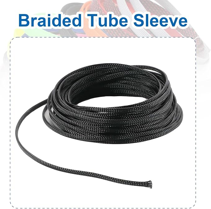 Heyiarbeit 10m/32.8ft PET Expandable Braid Cable Sleeving Flexible Wire Mesh Sleeve Black 4mm