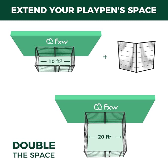 FXW Homeplus Indoor Dog Playpen, 45" H, 2 Panels, for Large Dogs | Stress-free play, Heavy-duty, Semi-open design, Easy setup, Threshold-free gate, Expandable, Patented