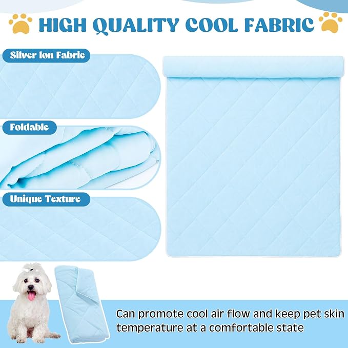 4 Pack 40" x 60" Dog Cooling Mats with Storage Bags, Washable Cooling Pads for Dogs, Foldable Pet Self-Cooling Mat for Crate, Sofa, Floor, Car, Indoor Outdoor Summer Use