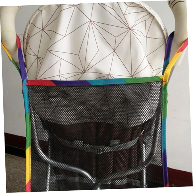 LIOOBO 3sets 6pcs Stroller Organizer Bag Hanging Storage for Diapers Capacity Mesh Design for Efficient Organization Compatible with Strollers Rainbow Trim 6pcs*3