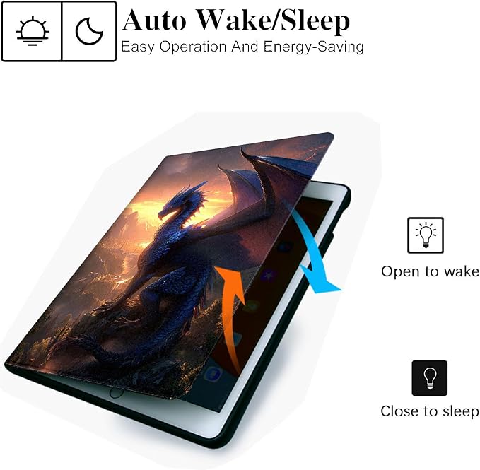 for Microsoft Surface Pro 7 Plus,Surface Pro 7/6/5/4 12.3" Tablet Case,Auto Wake/Sleep,Adjustable Stand Protective Cover - Blue Dragon