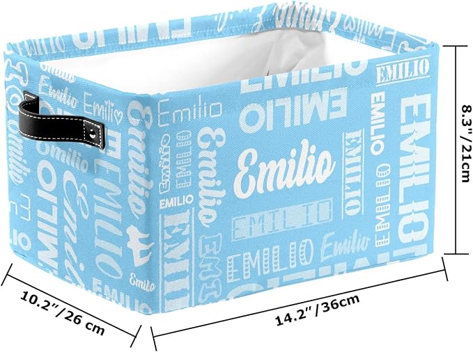 Personalized Toy Box Storage Bins for Boys Girls with Name, Kids Custom Storage Basket Cubes Organizer with Handles, Shelf Closet Storage Baskets Bin Customized Gift, 1 Pack
