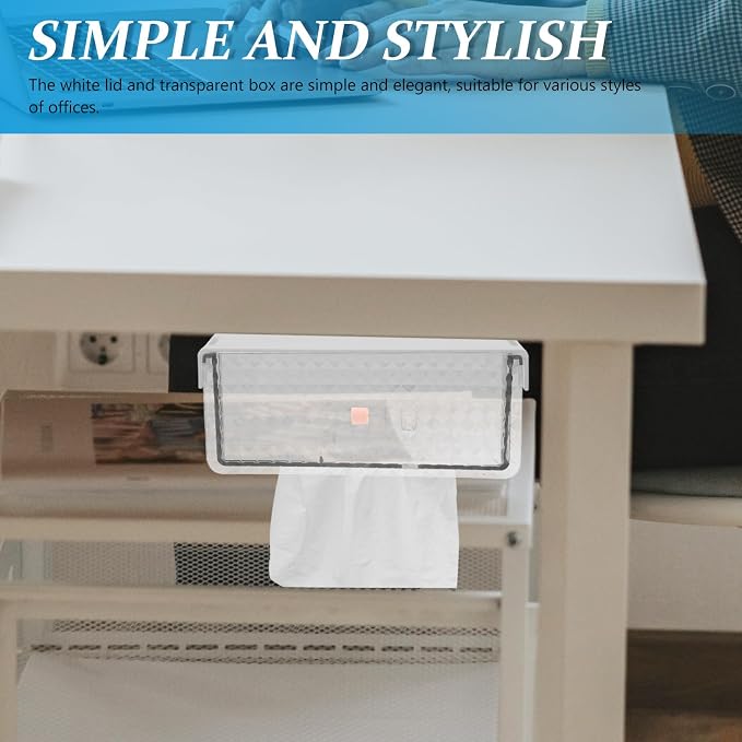 Lurrose Desk Tissue Holder for Office Desk Organization, Resistant to Deformation Storage Bin with Sleek Pet and Abs Material, Compact Tissue Box Cover for Office Use