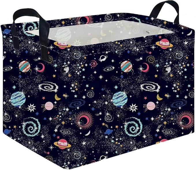 Rectangular Star baskets,Storage Basket,Waterproof foldable laundry basket for Kids,Cute Toys Storage Bin Organizer,Book bins,Starry Sky Galaxy Room Decor(Stars)