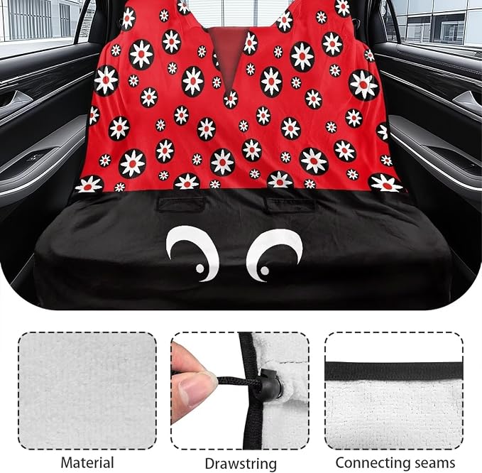 Renewold Auto Seat Towel Cover Vehicles Rear Bench Towel with Storage Bag Car Back Seat Pet Cover for Dogs Cats Blanket for Yoga Picnic Gym Ladybug Funny Car Travel Accessories Decor Large