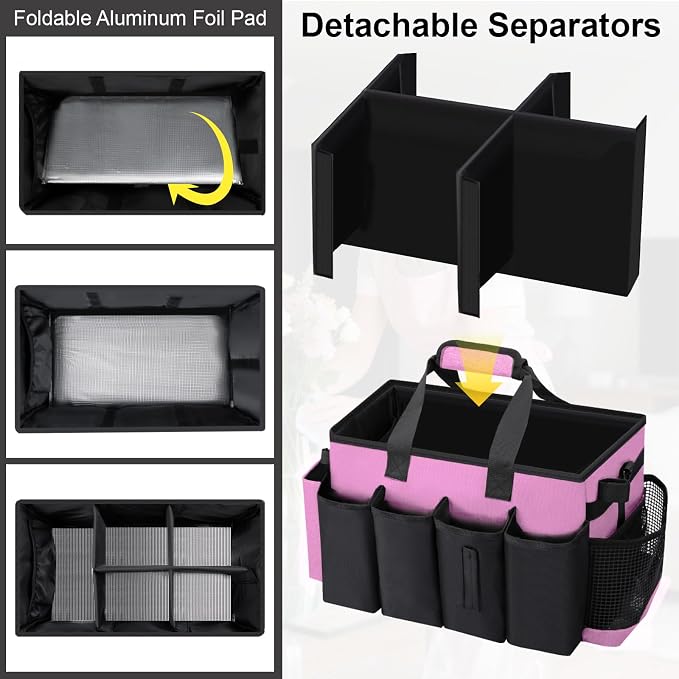 Wearable Large Cleaning Caddy Bag for Housekeepers (Pink) | Cleaning Supplies Organizer with Adjustable Shoulder, Waist & Handle Straps, Detailing Bag for Kitchen Supplies