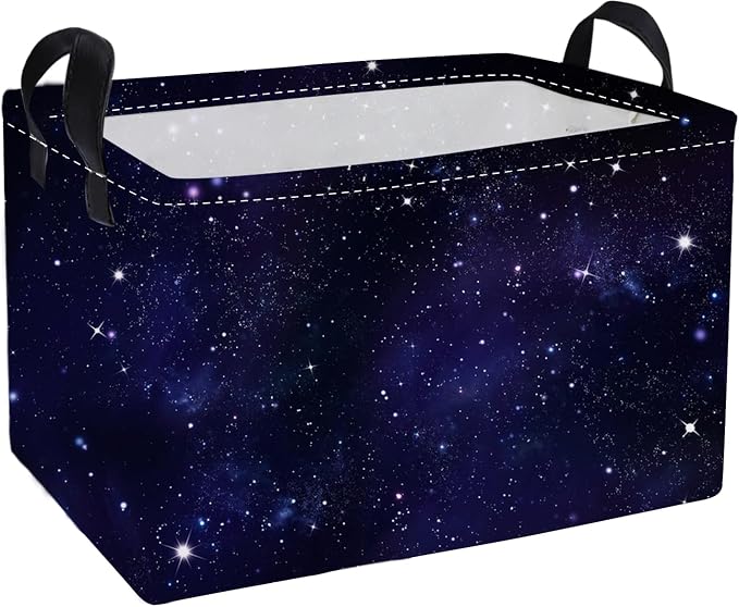 Essme Rectangular Space Basket,Kids Storage Bins Organizer with Handles for Girls Room Decor, Gift Basket,Shelf Basket.(Space)