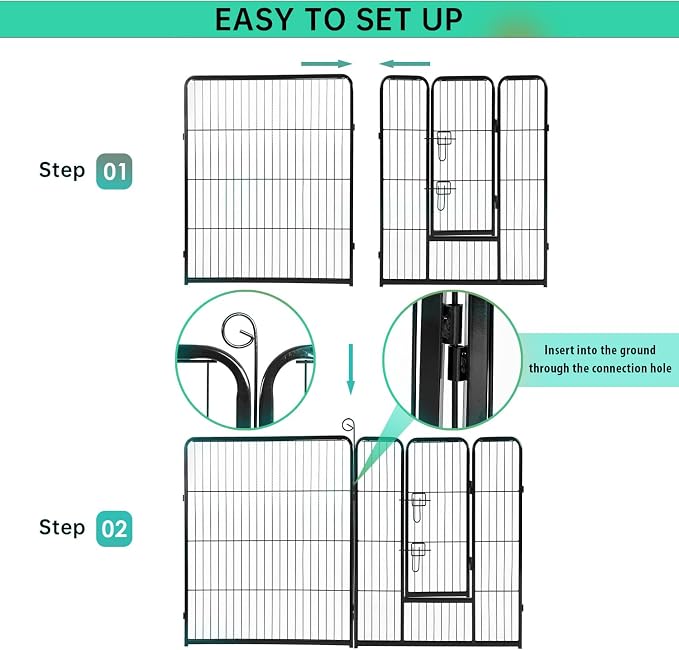 BestPet | Dog Playpen | 40", 16 Panels | Heavy Duty Metal Pet Exercise Pen | Indoor/Outdoor Fence Panels | Rust-Resistant, Removable, Tool-Free Setup | Anti-Skid, Expandable Design