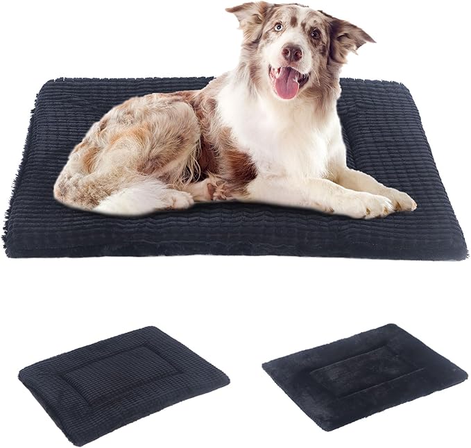 BVAGSS Reversible Dog Crate Pad, Memory Foam Pet Bed Mat, Soft Warm Machine Washable Sleeping Kennel Mattress for Small Medium Dogs XH079 (36''x23''x1.6'',Dark Grey)