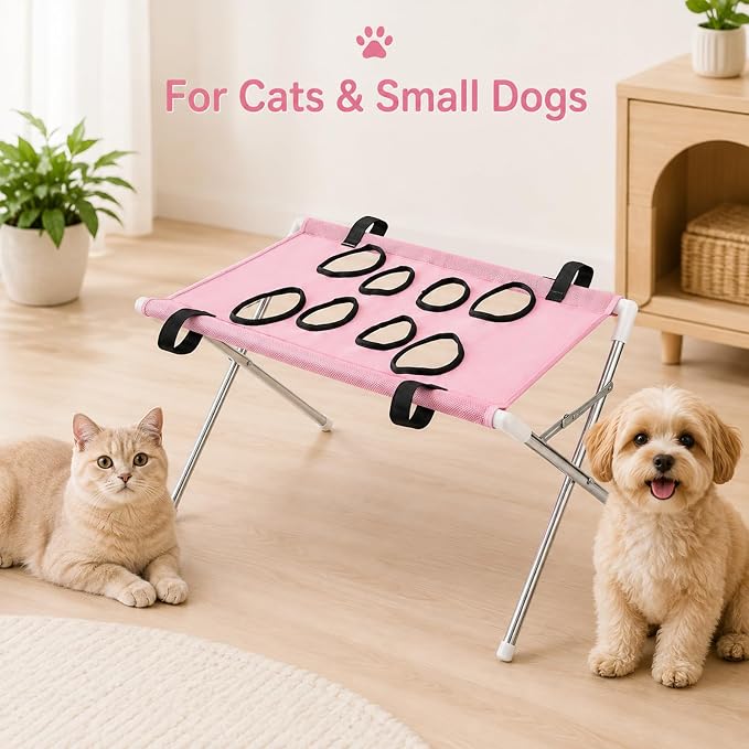 Dog Grooming Hammock, Pet Grooming Hammock with Stand Iron Tube Frame | Pet Grooming Hammock Harness for Cats Small Dogs, Quick-Dry Mesh Foldable Pet Hammock for Trimming, Bathing, Brushing