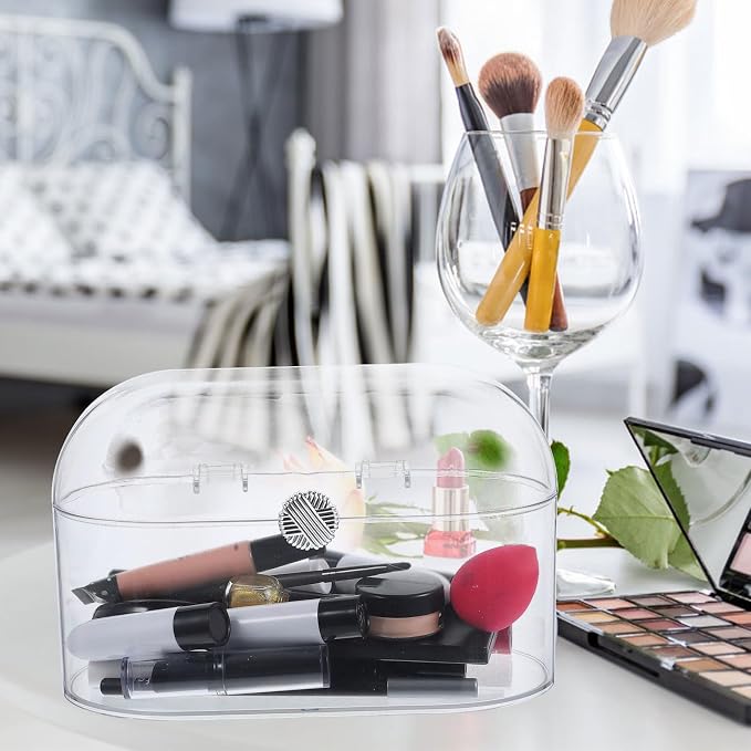 Garneck Transparent Storage Box Clear Pen Holder Makeup Organizer Case Storage Container Skincare Display Case Stationery Holder Acrylic Toiletry Storage Shelf The Pet Office Brush Desktop