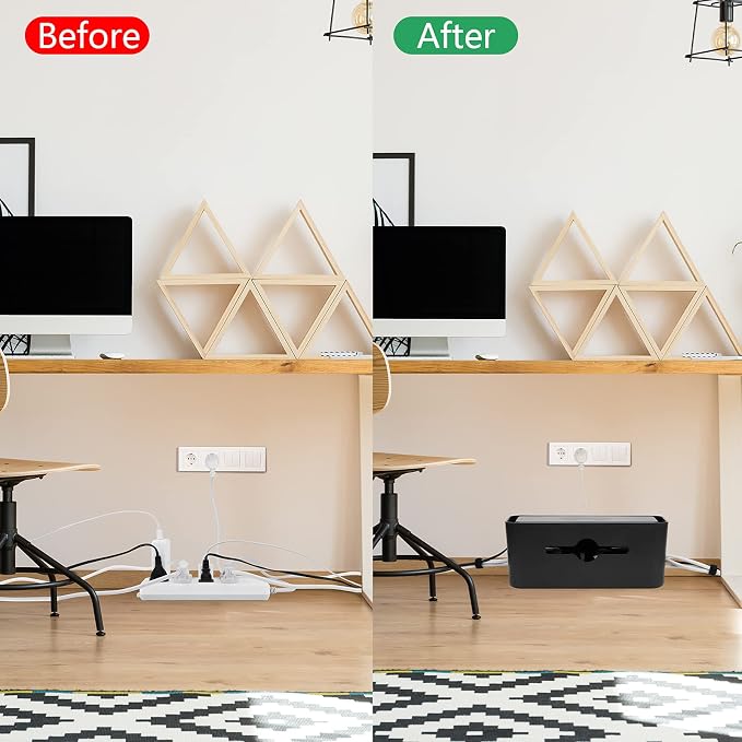 Cable Management Box,Cord Organizer for Home Office Cable Wire Hide,Black | Box for Desk Floor Cable Hide,Cable Box Organizer to Cover The Power Strip Cord Wires