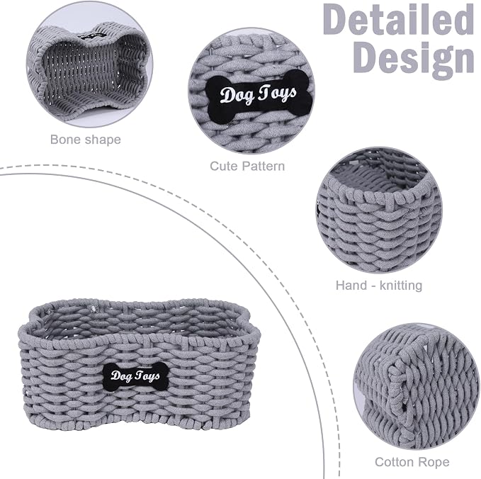 Dog Toy Basket, Large Woven Storage Bin, Pet Toy Basketfor Living Room,Toy Storage Organizer with Handles Stylish Dog Toy Bin for Dogs and Puppies