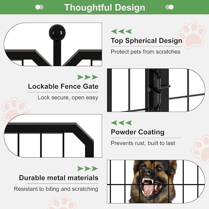 Indoor Dog Playpen, 24 Inch Metal Puppy Playpen, 8 Panels | Carrying Straps, Portable Pet Fence for Yard, Camping, Travel, Sturdy and Safe, Adjustable, Rust-Resistant, Impact-Resistant