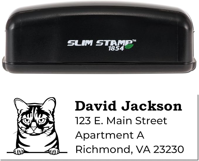 Personalized Australian Mist Address Stamp - Custom Mail Stamp for Pet Owners - Handcrafted Return Stamp for Teachers - Unique Cat Lover Gift - 7/8 x 2-1/4 - Ideal for Home or Office Use