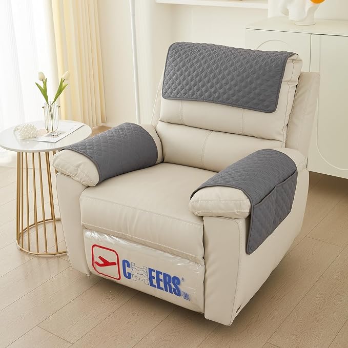 XMAYODS 3 Pcs Recliner Covers Sherpa Arm Covers for Recliner Chair with Storage Pockets Headrest Cover for Recliner Chair Armchair Slipcovers for Sofa Recliner Protector (Color : #1)