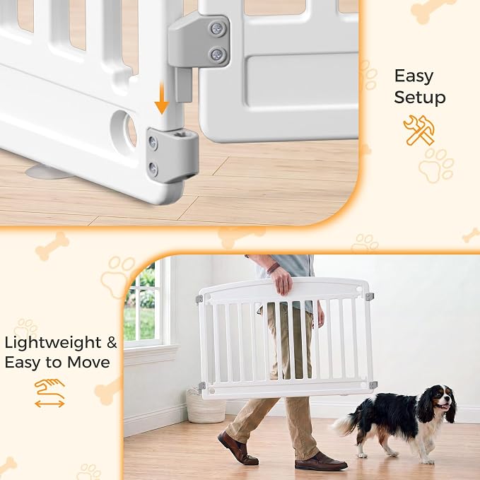 NEWBULIG 24 Inch 8 Panels Dog Playpen, Plastic Pet Play Pen Fence | Portable, Secure Locking Door, Indoor Outdoor Yard RV Camping, Small Medium Dogs, Black