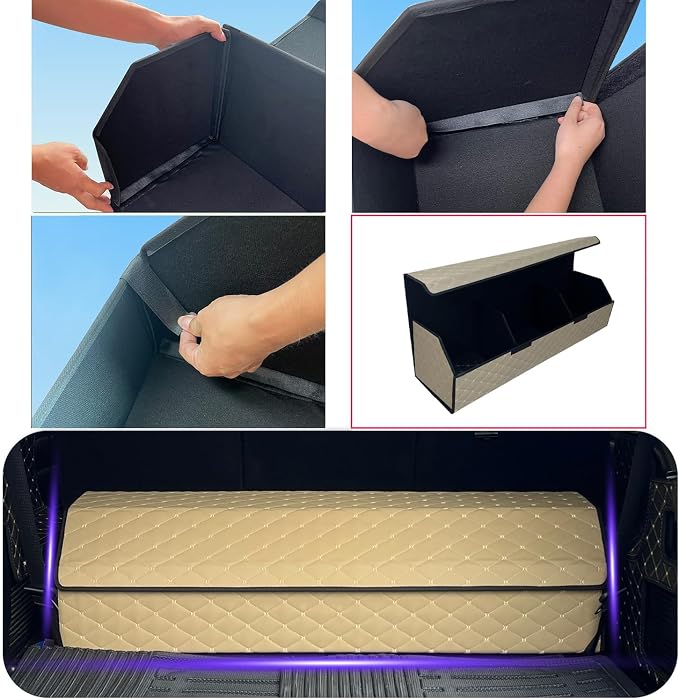 Car Trunk Organizer for For GX - Custom Fit,Easy Installation，Large Space Outdoor Trunk Organizer with Leather,Hook and Loop Fastener,4-Layer Cover,For GX 460 2010-2023