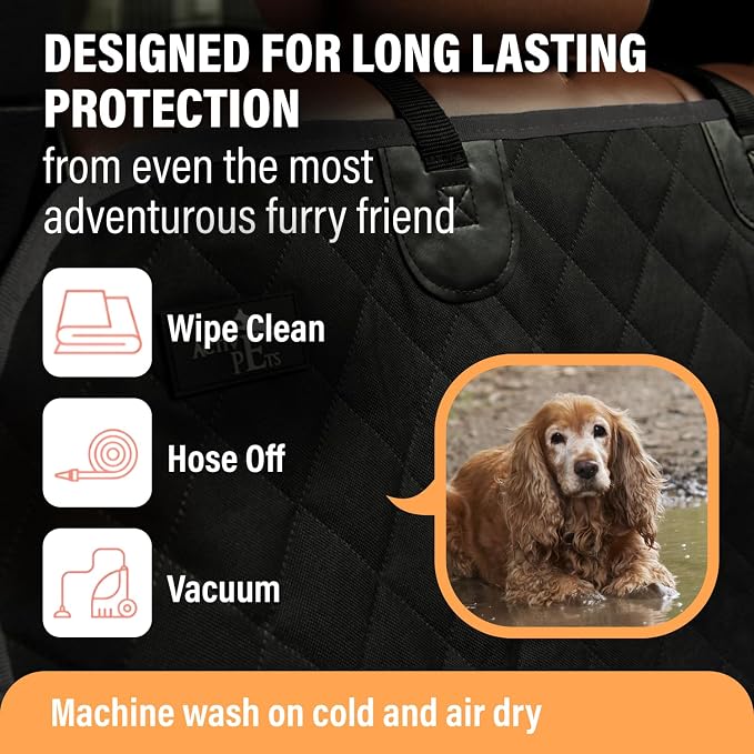 Active Pets Pink XL Dog Car Hammock Back Seat Cover, Waterproof Backseat Cover Protector for Truck Bench Rear of Sedans or SUVs, Essential Pet Supplies Vacuum or Wipe Clean, Machine Washable