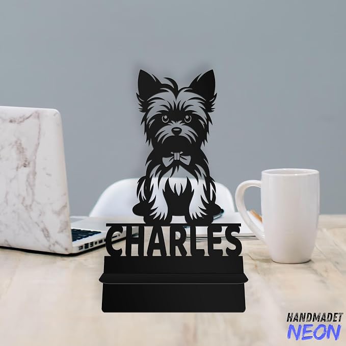 Personalized Yorkshire Terrier Phone Holder, Custom Name Metal Desk Stand, Dog Accessories Dock, Tablet, Smartphone Display Stands, Gifts for Friends, Pet Lovers, Teens, Christmas