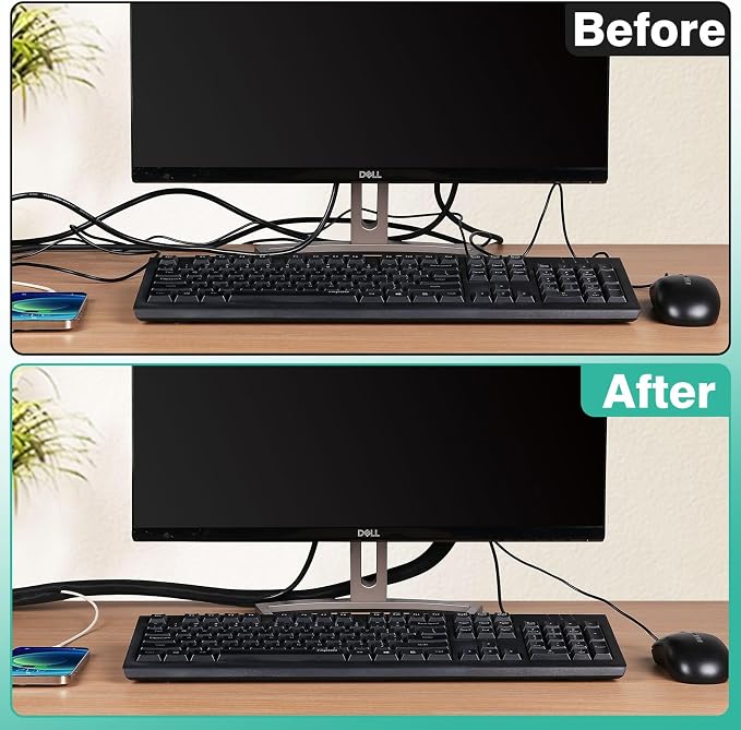 UOMTFAI Dog and Cat Cord Protector 10ft - 3/8inch, Flexible Cable Sleeve for Easy Cord Management, Protects Cables from Pets Chewing, Ideal for USB, Power, Audio and Video Cords - Black