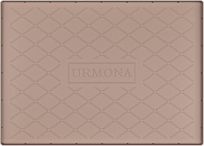 URMONA 28" x 22" Waterproof Silicone Mat in Multiple Sizes & Colors, Under Sink Mat for Kitchen & Bathroom, Pet Food Pad for Dogs & Cats, Kitchen Cabinet Liner, Multi-Purpose for Storage(Khaki)