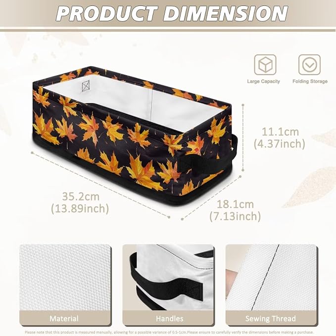 Thanksgiving Maple Leaf Toilet Paper Basket Bathroom Basket with Handle, Toilet Roll Storage Modern Organizer and Storage Container, Decorative Shelf Bin Bathroom Decor