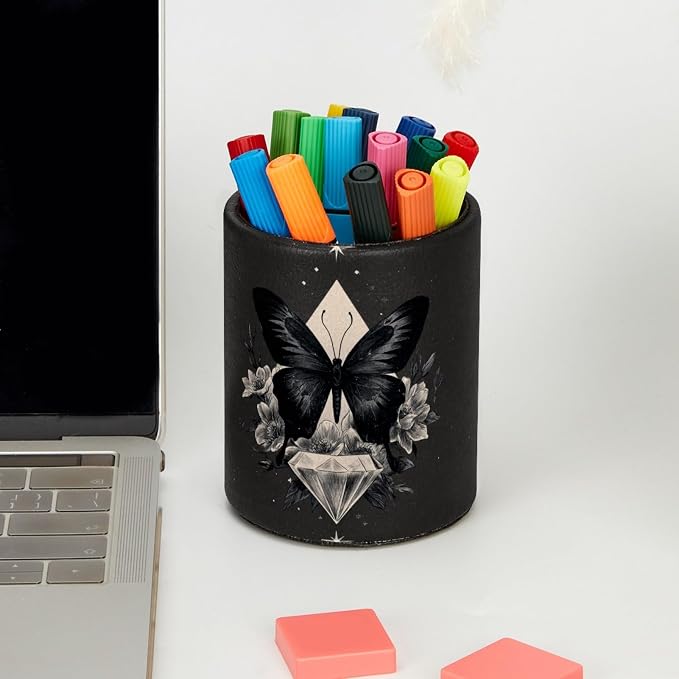 Butterfly Pen Holder, Pencil Cup Marker Brush Holder Desk Storage Case, Desktop Organizer for School Office Home Supplies