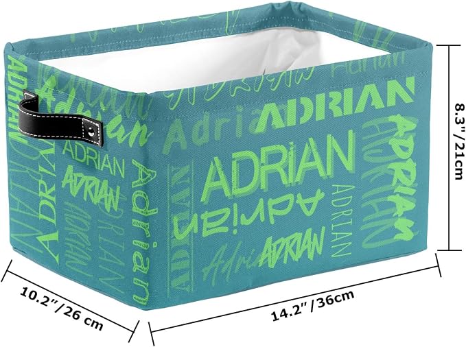 Personalized Storage Bins with Name Custom Kids Storage Basket Cubes Organizer with Handles for Organizing Boys and Girls Toys Shelf Closet Nursery Baskets Boxes, 1 Pack