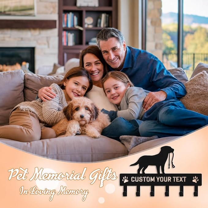 Personalized Dog Leash Holder for Wall, Custom Pet Key Hook Rack | Dog metal leash holder for wall with custom text, keeps keys, collars and leashes organized, ideal pet lover gift