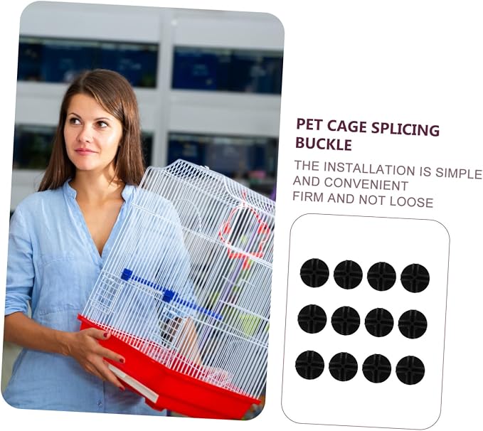FOMIYES Pet Cage Buckles 12Pcs Plastic Connectors for Dog Playpen Panels Portable Black Clips for DIY Wire Grid Assembly and Home Storage