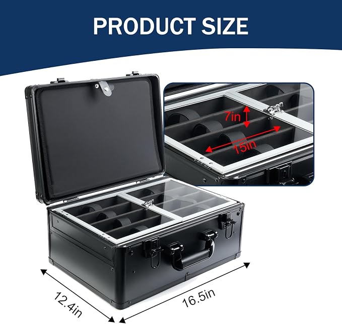MoyRetty Professional Barber Case with Cap Clear dustproof, 16.5"*12.4"*7" | arber Suitcase 6 Clipper Slots & 8 Shear Holders, Portable Aluminum Organizer for Hair Stylists & Pet Groomers