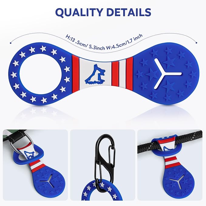 2 Pieces Dog Poop Bag Holder for Leash Waste Bag Carrier (Blue - American Flag)