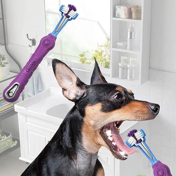 Orgrimmar 8 Pcs Three Sided Pet Toothbrush Dog Brush Addition Bad Breath Tartar Teeth Care Dog Cat Cleaning Mouth