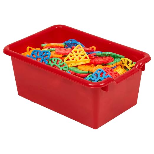 ECR4Kids Scoop Front Storage Bins, Multipurpose Organization, Red, 10-Piece | Durable plastic, GREENGUARD Gold Certified, 1.2 gallon capacity, lightweight & nestable, built-in handle, classroom/home use