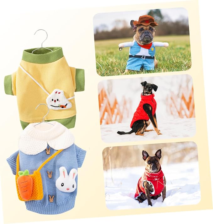 Ciieeo 10pcs Pet Hangers Steel Pet Clothing Rack Cat Dog Clothe Hanger Mini Storage for Doll Apparel Dry Rack Fashionable Garment Organizer