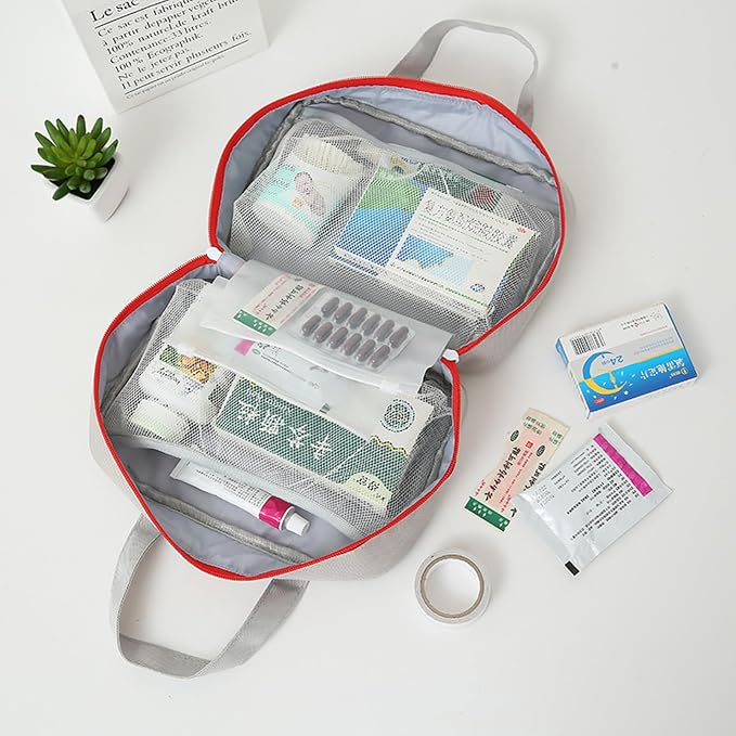 First Aid Bag Empty First Aid Kit Bag Travel Medical Pouch Camping Medicine Emergency Trauma Organizer Bags Portable for Outdoor Riding Working Car Nurse Pet Dog Cat Horse (Red)