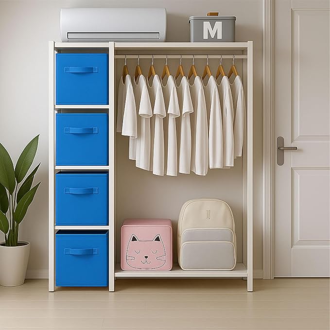 PowerKing Collapsible Storage Cubes, Farbic Storage Bins, Royal Blue, 2Pack | Sturdy, Lightweight, Easy Pull Handle, Closet & Shelf Organizer, Clothes and Toys Storage, 10.5'' x 11'' x 10.5''