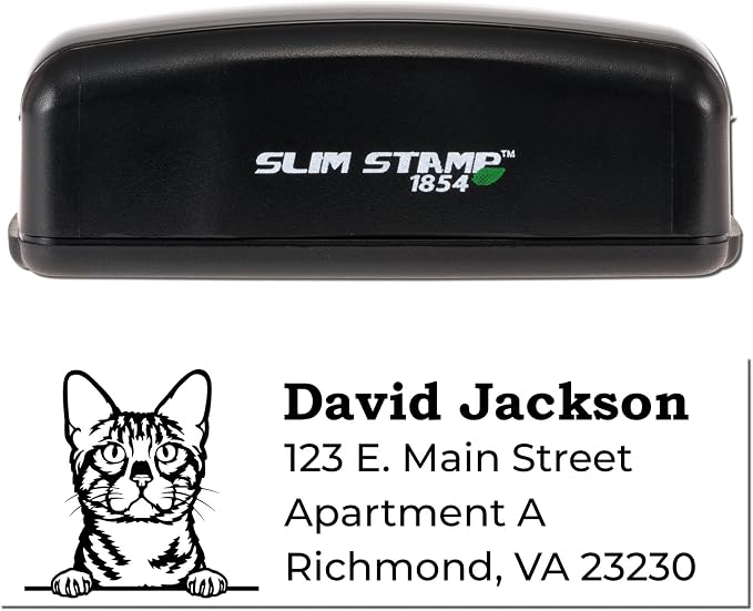 Personalized Bengal Custom Name and Address Stamp - Ideal for Couples Stylish Home Address Stamp for Mail and Packages - Ideal for Homeowners and Renters - 7/8 x 2-1/4