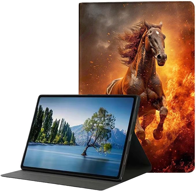 for Samsung Galaxy Tab S9 Plus/S9 FE Plus 5G 12.4 Inch 2023 Tablet Case,Premium Leather Folio Stand Auto Wake/Sleep,Multiple Viewing Stand,Running Horse