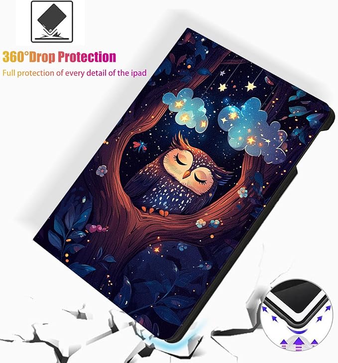 for Microsoft Surface Go 4/3/2/1-10.5" 2021 Tablet Case,Auto Wake/Sleep,Adjustable Stand Protective Cover - Cute Owl