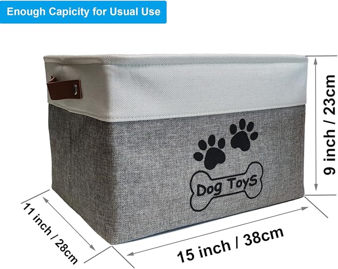 Dog Toy Basket Collapsible Dog Toy Box Foldable Dog Toy Bin for Pet Toys Accessories
