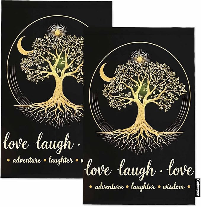 Tree Moon 2Pcs Kitchen Towels Live Laugh Love Life 16X24 Inch Ultra Soft Tea Towel Super Absorbent Terry Dish Towels for Kitchen Linens