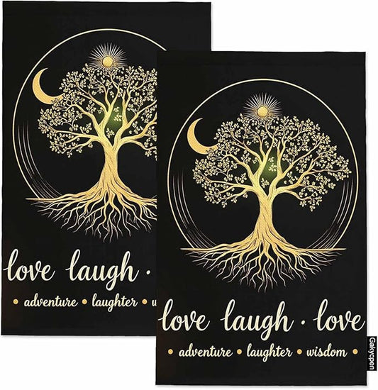 Tree Moon 2Pcs Kitchen Towels Live Laugh Love Life 16X24 Inch Ultra Soft Tea Towel Super Absorbent Terry Dish Towels for Kitchen Linens