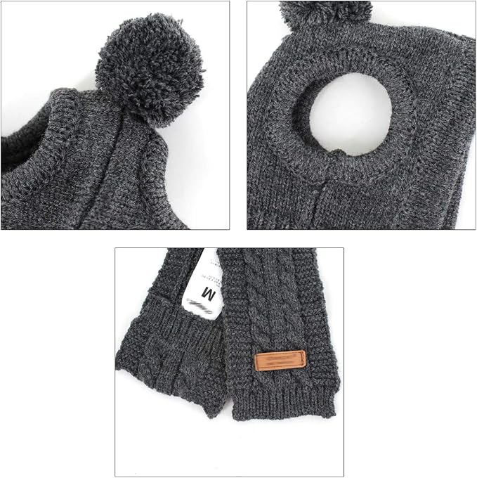 Goclothod Pet Dog Knitted Scarf and Hat Set Winter Neck Ear Warmer