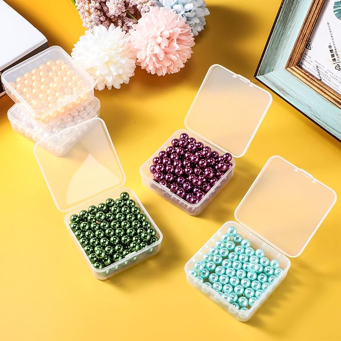 SATINIOR 48 Packs Clear Small Plastic Containers Transparent Storage Box with Hinged Lid for Small Items Crafts Jewelry (2.9 x 2.9 x 1 Inches)